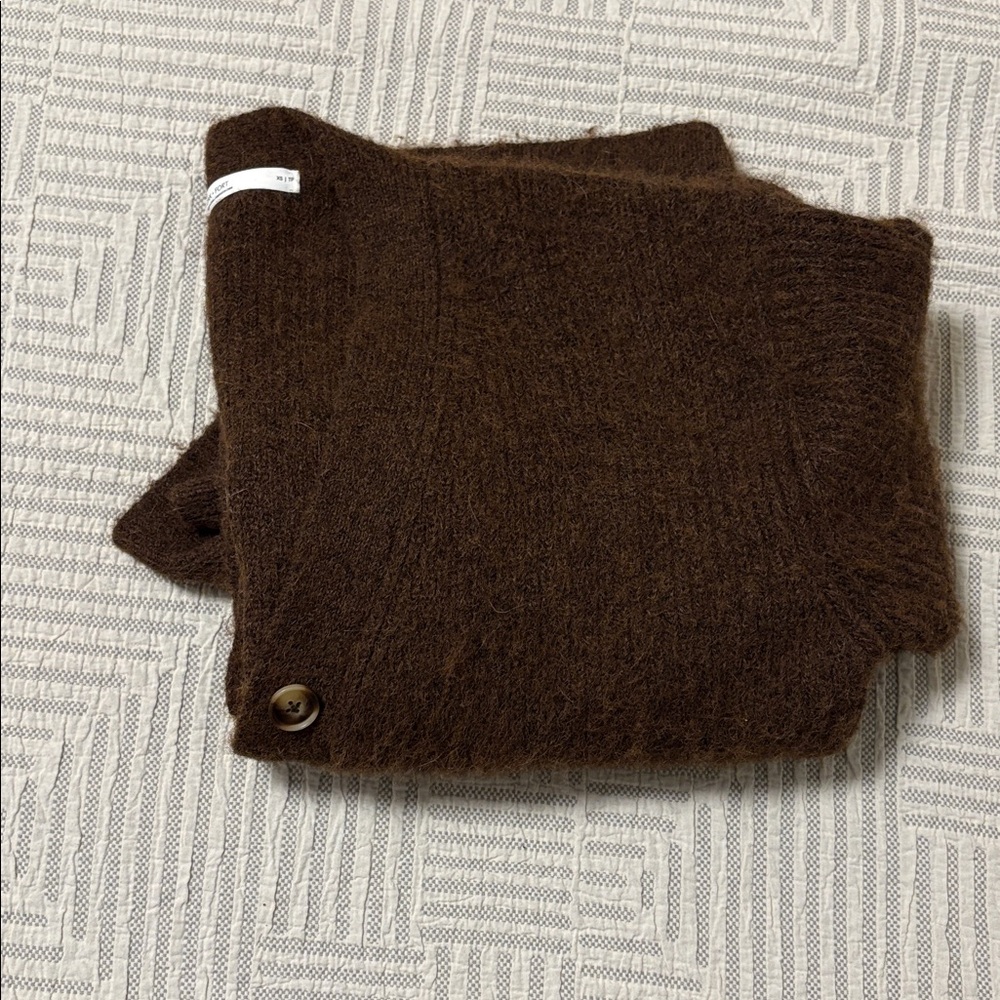 OAK + FORT Brown Chunky Cardigan Sweater - Picture 2 of 4